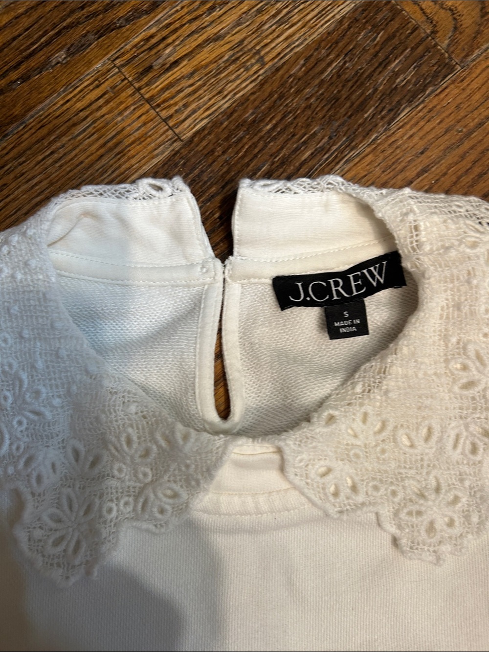 J. Crew White Lace-Collar lightweight Sweatshirt - Picture 3 of 11